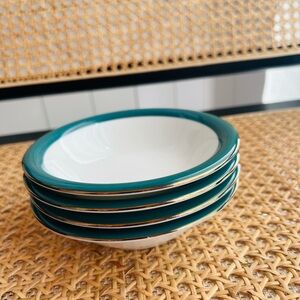 Teal and White Ceramic Bowls Set